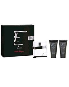 SALVATORE FERRAGAMO F BLACK 3.4 EDT SP + 2.5 AS/B + 2.5 S/G   for Mens