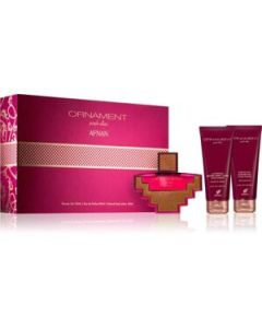AFNAN ORNAMENT PURPLE ALLURE 3.4 EDP SP + 3.4 B/L + 3.4 S/G for Ladies