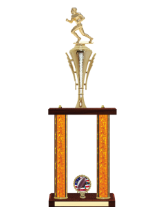 Football Trophy with Two Posts and Custom Logo