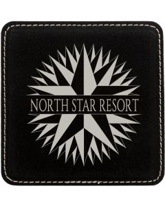Black/Silver Leatherette Coaster 4*4