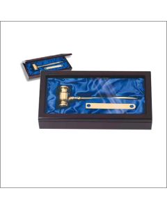 DELUXE GAVEL PRESENTATION SET - MAHOGANY WITH BRASS GAVEL