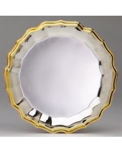 SILVER PLATED TRAY WITH GOLD BORDER - WAVE