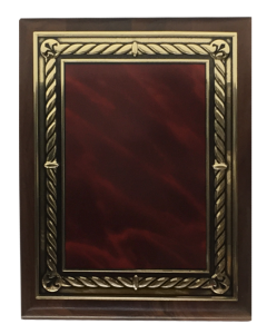 PLAQUE AWARD - WALNUT WITH LASER RED MARBLE