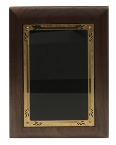 Plaque Award - Laser - Black Marble - Walnut