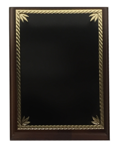 Plaque Award - Lasered Black Marble on Walnut