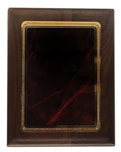 LASER RED MARBLE WALNUT PLAQUE